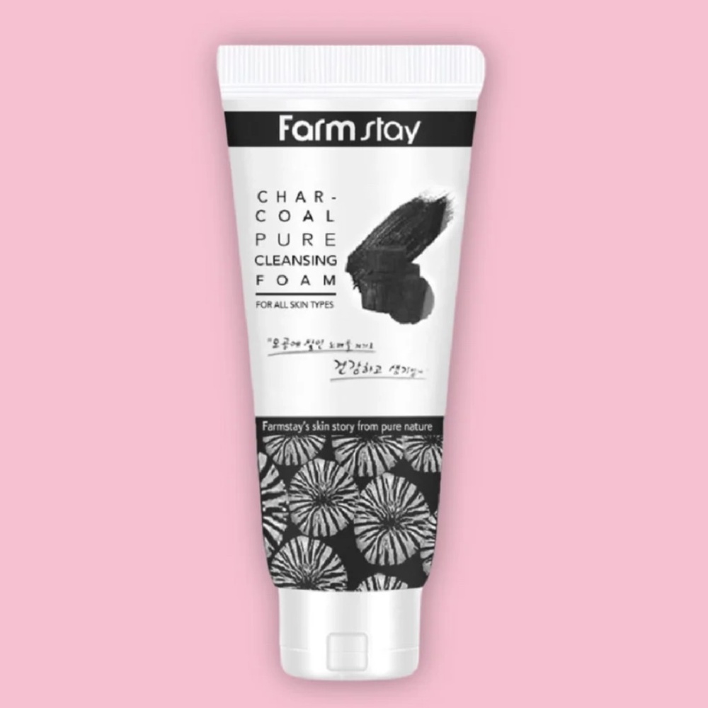 New Korean Farmstay Charcoal Pure Cleansing Foam K-Beauty 180ml Cleanser